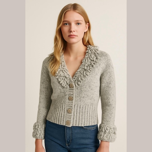 Twiggy London Sweaters - Twiggy White and Black Marled Sweater Jacket Outerwear Size Medium NEW